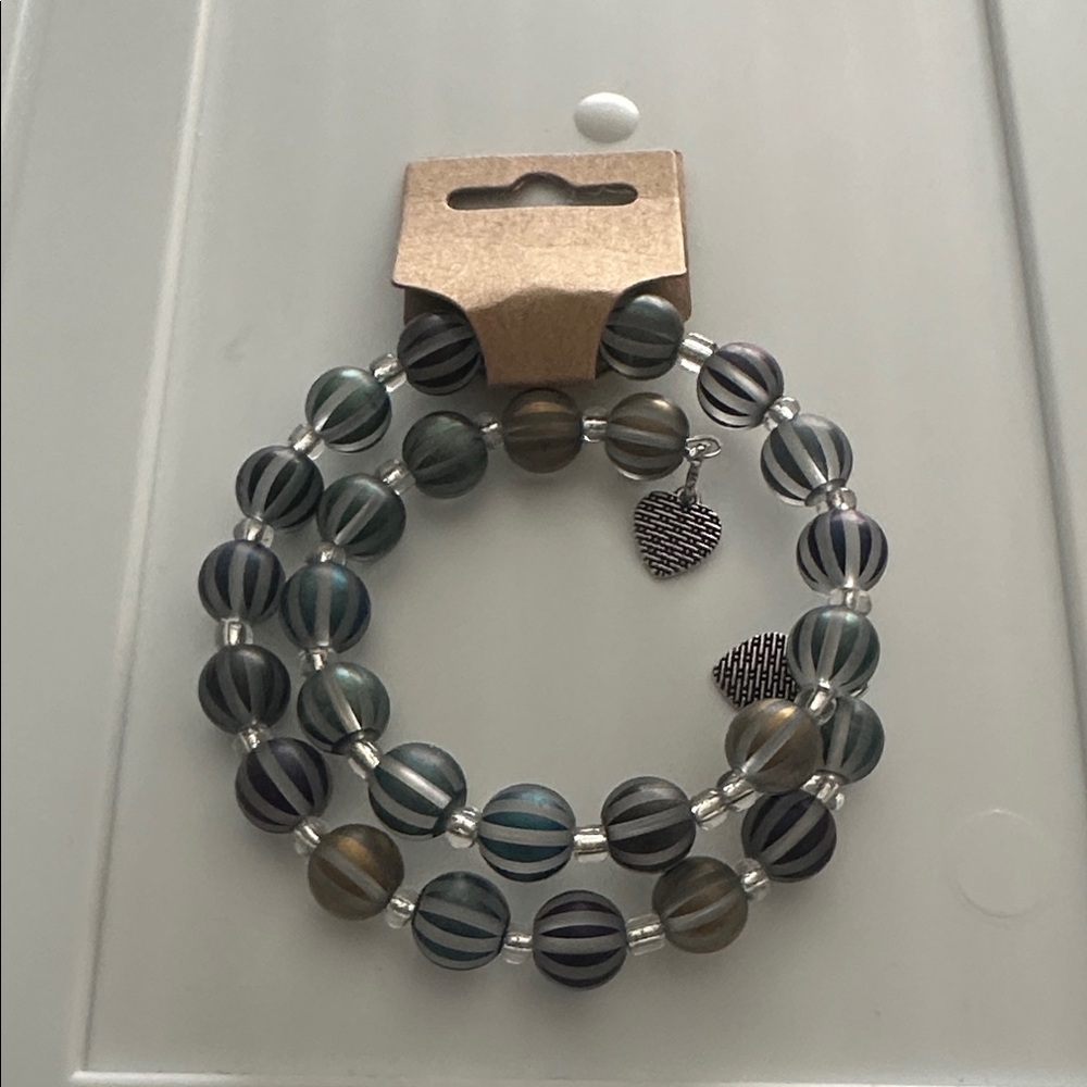 Glass Beaded Memory Wire Bracelet